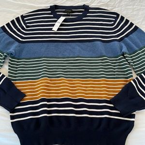 J. Crew men’s cotton navy stripe sweater size Large NWT